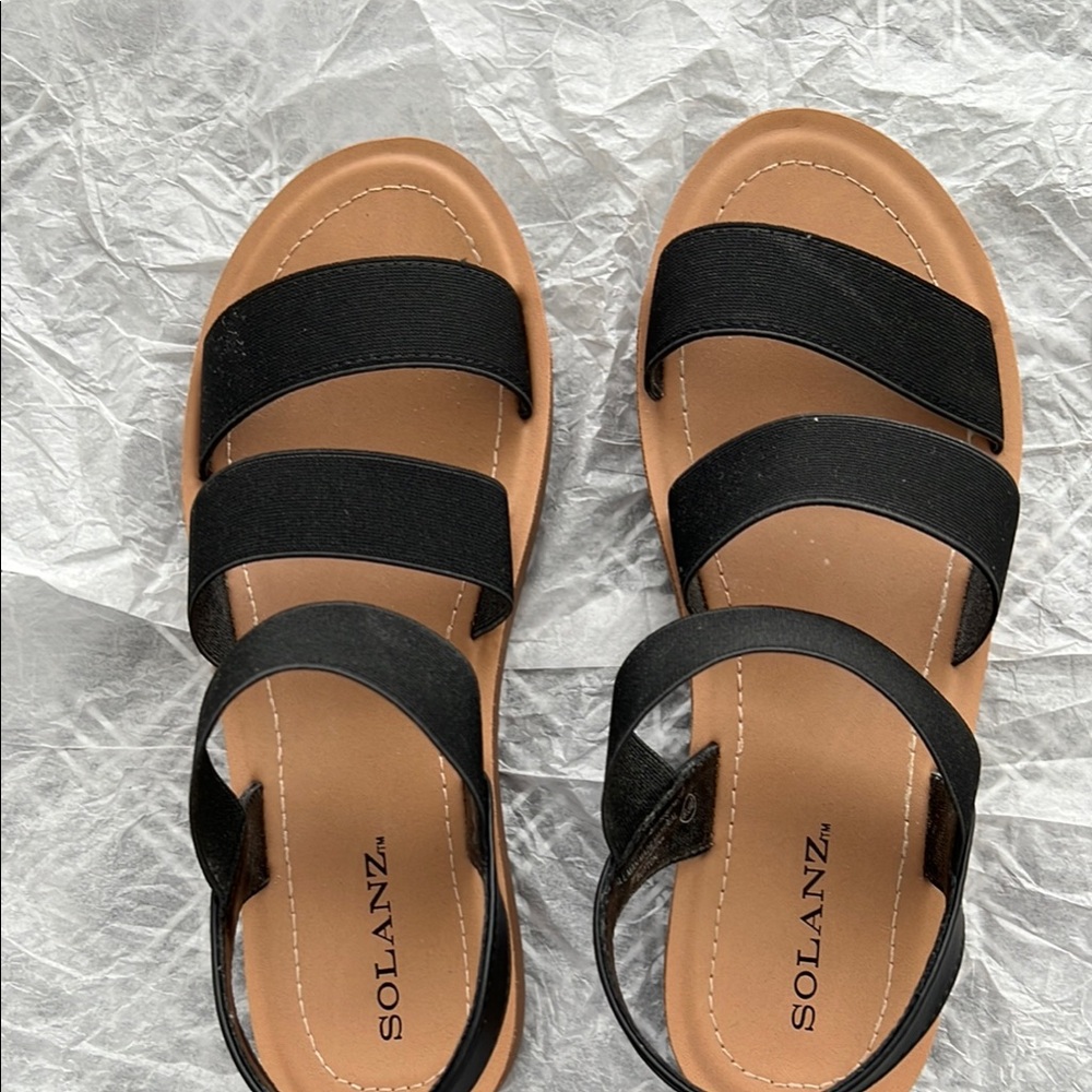 Black Minimalist Sandals with Three Straps